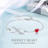 Infinity Heart Symbol Charm Link Bracelet for Women, 925 Sterling Silver Bracelet