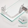 Glass Bathroom Shelf 15.7in Bathroom Shelf Wall Mounted Floating Glass Shelves with Towel Holder Glass Shower Shelf 2 Tier