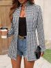 Plaid Pattern Open Front Jacket, Vintage Long Sleeve Outwear For Spring & Fall, Women's Clothing