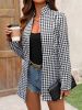 Plaid Pattern Open Front Jacket, Vintage Long Sleeve Outwear For Spring & Fall, Women's Clothing